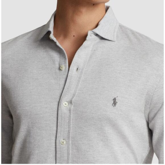 Polo Ralph Lauren Knit Dress Shirt Mens Button Down Long Sleeves Gray Size XXL - Picture 1 of 10